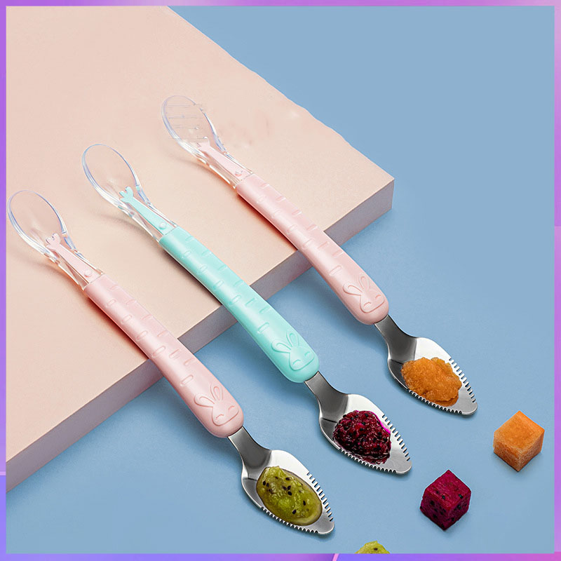 Baby Food Eating - Tweekoppige schraperlepel voor het eten van