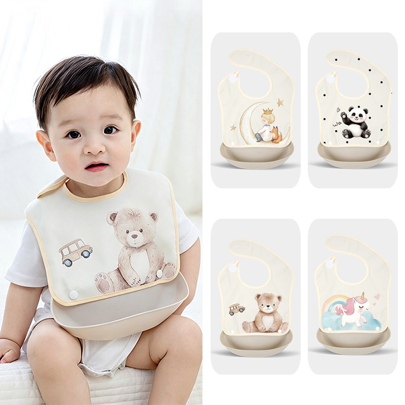 Baby Food Eating - Afneembare baby-eetlap, waterdichte voedselvanger met afneembaar