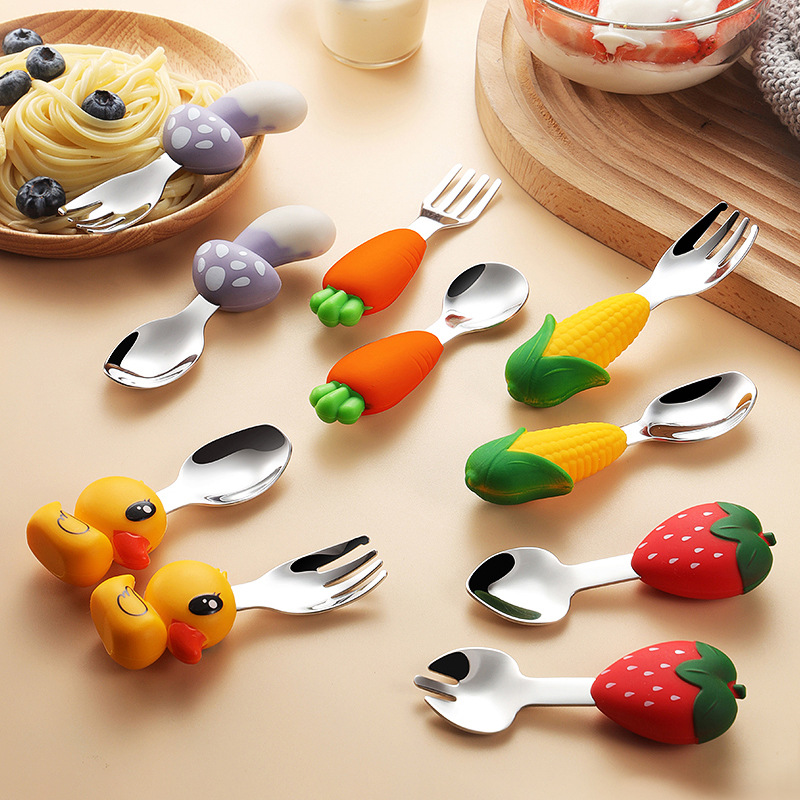 Baby Food Eating - 304 roestvrij staal kinderservies Baby leert