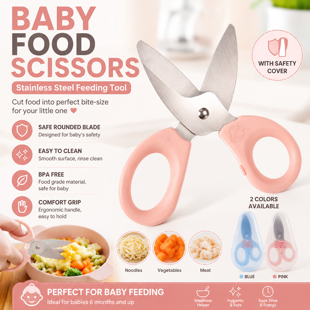 Baby Food Kids - Babyvoedingsschaar Roestvrij staal Babyvoedingsschaar BPA-vrij Veiligheidskeukenschaar