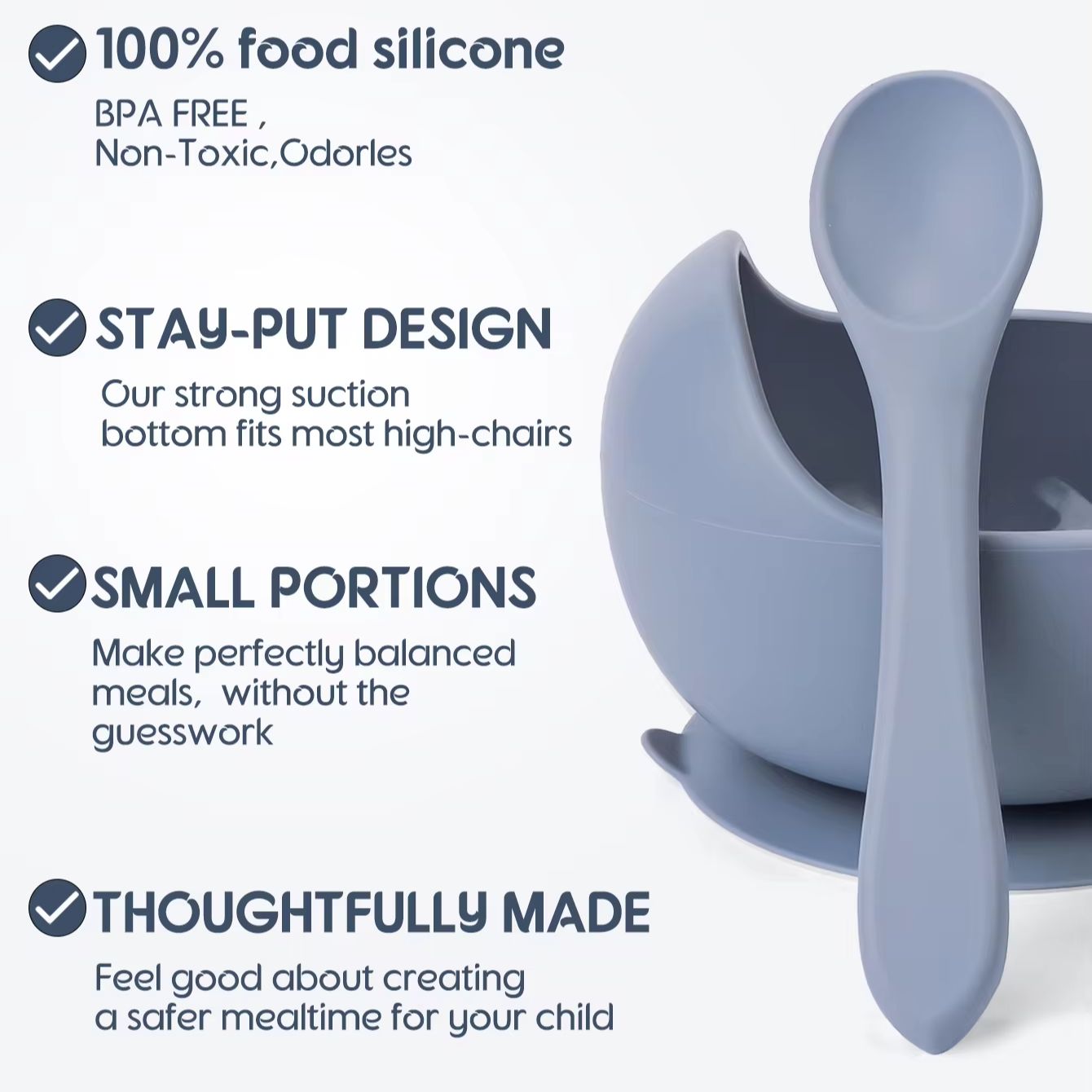 2PC Siliconen Sucker Bowl Voed - Baby Food Eating recensie en prijs