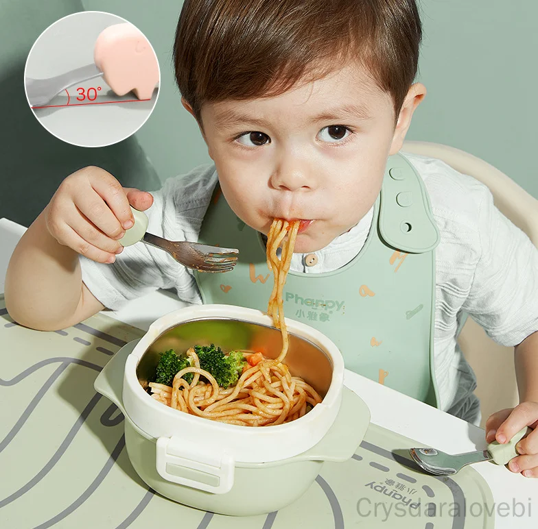 1 set Olifant Korte Vork Lepel - Baby Food Eating recensie en prijs